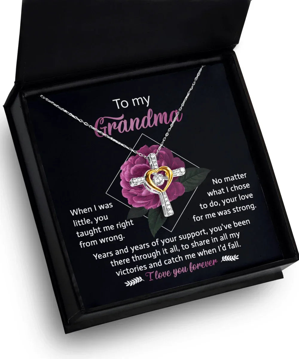 To My Grandma Your Love for Me is Strong Cross Pendant Necklace