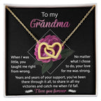 To My Grandma Your Love for Me is Strong Interlocking Hearts Pendant Necklace