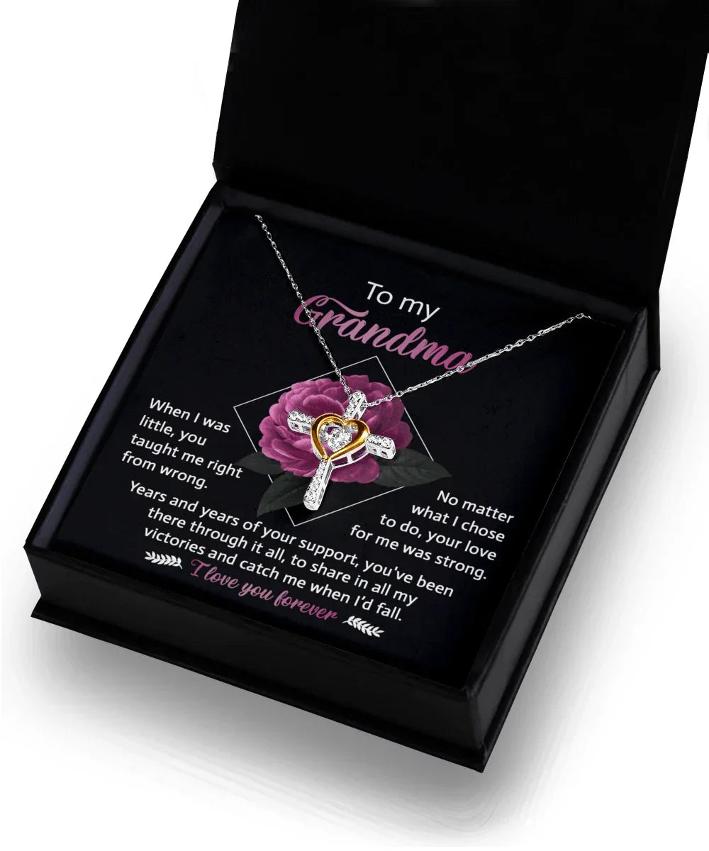 To My Grandma Your Love for Me is Strong Cross Pendant Necklace