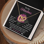 To My Grandma Your Love for Me is Strong Interlocking Hearts Pendant Necklace