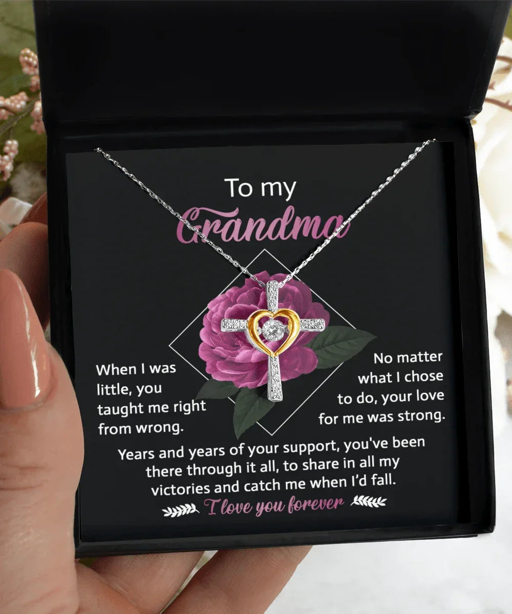 To My Grandma Your Love for Me is Strong Cross Pendant Necklace
