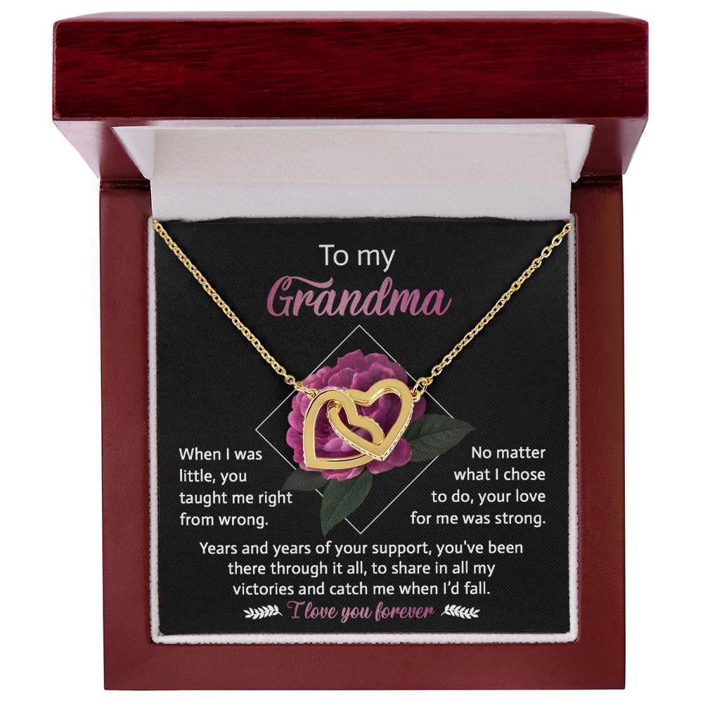 To My Grandma Your Love for Me is Strong Interlocking Hearts Pendant Necklace