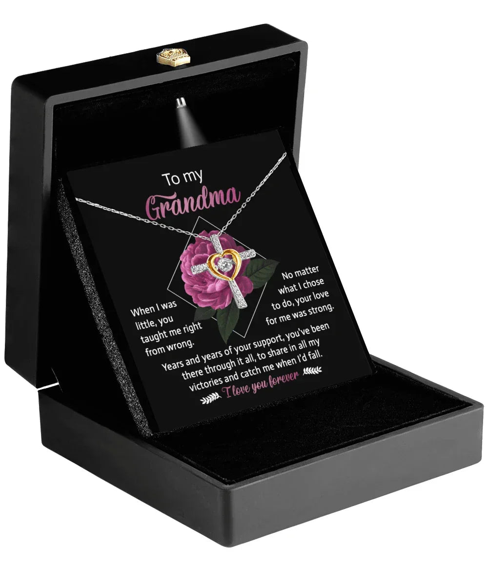 To My Grandma Your Love for Me is Strong Cross Pendant Necklace