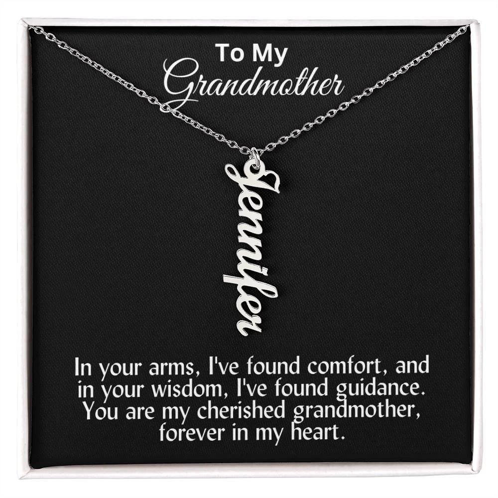To My Grandmother Forever in my Heart Personalized Vertical Name Necklace
