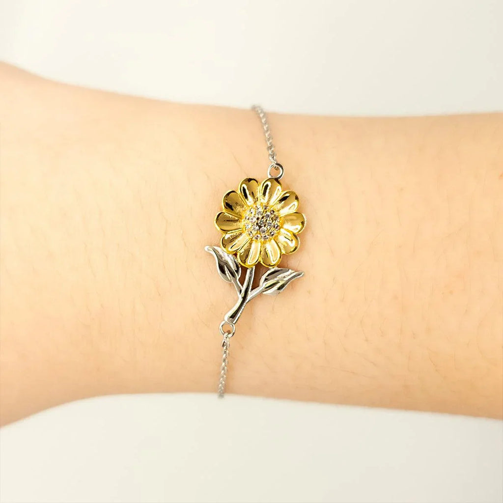 To My Grandmother Gifts, Never give up no matter what, Inspirational Grandmother Sunflower Bracelet, Encouragement Birthday Christmas Unique Gifts For Grandmother
