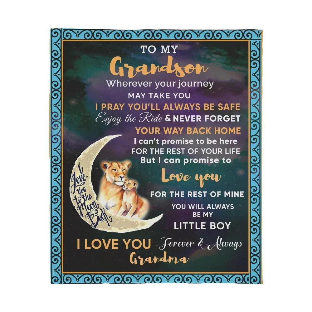 To My Grandson I Promise to Love You Custom Jersey Fleece Blanket
