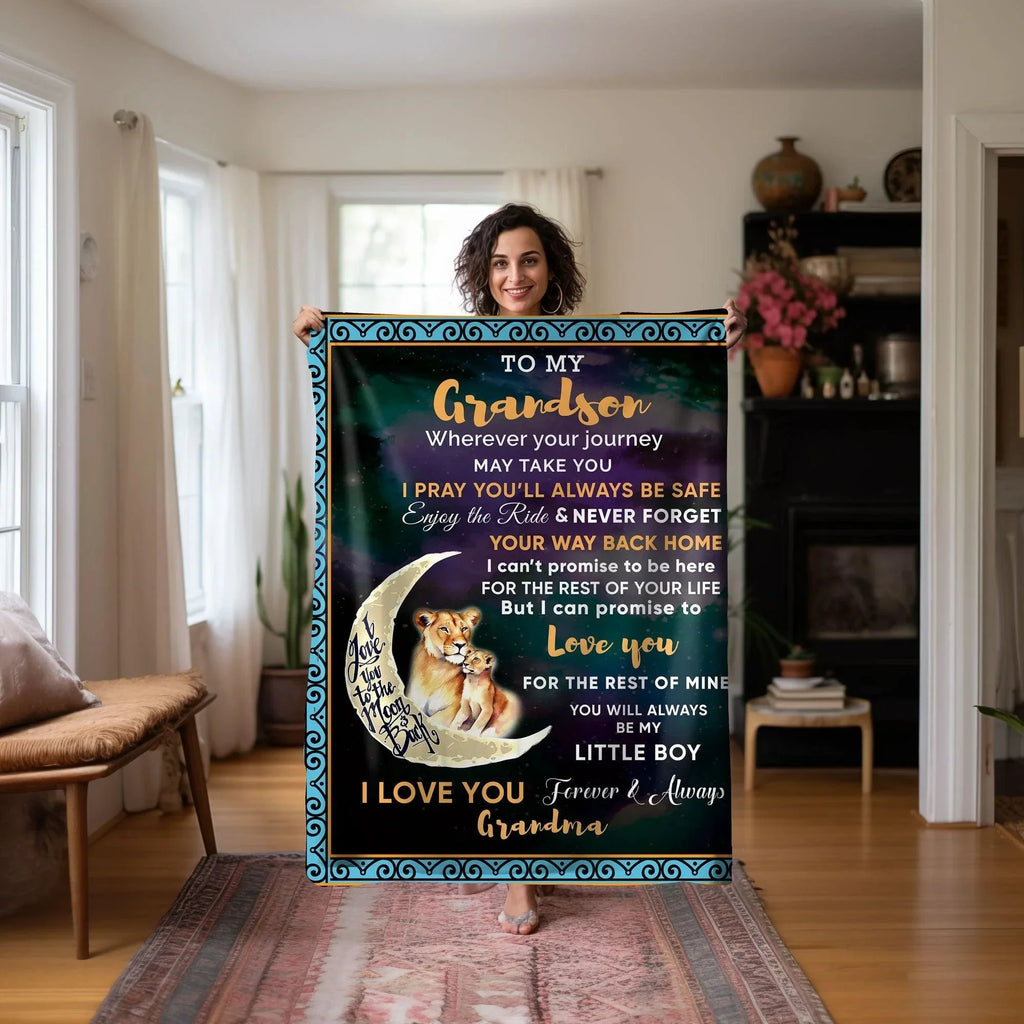 To My Grandson I Promise to Love You Custom Jersey Fleece Blanket