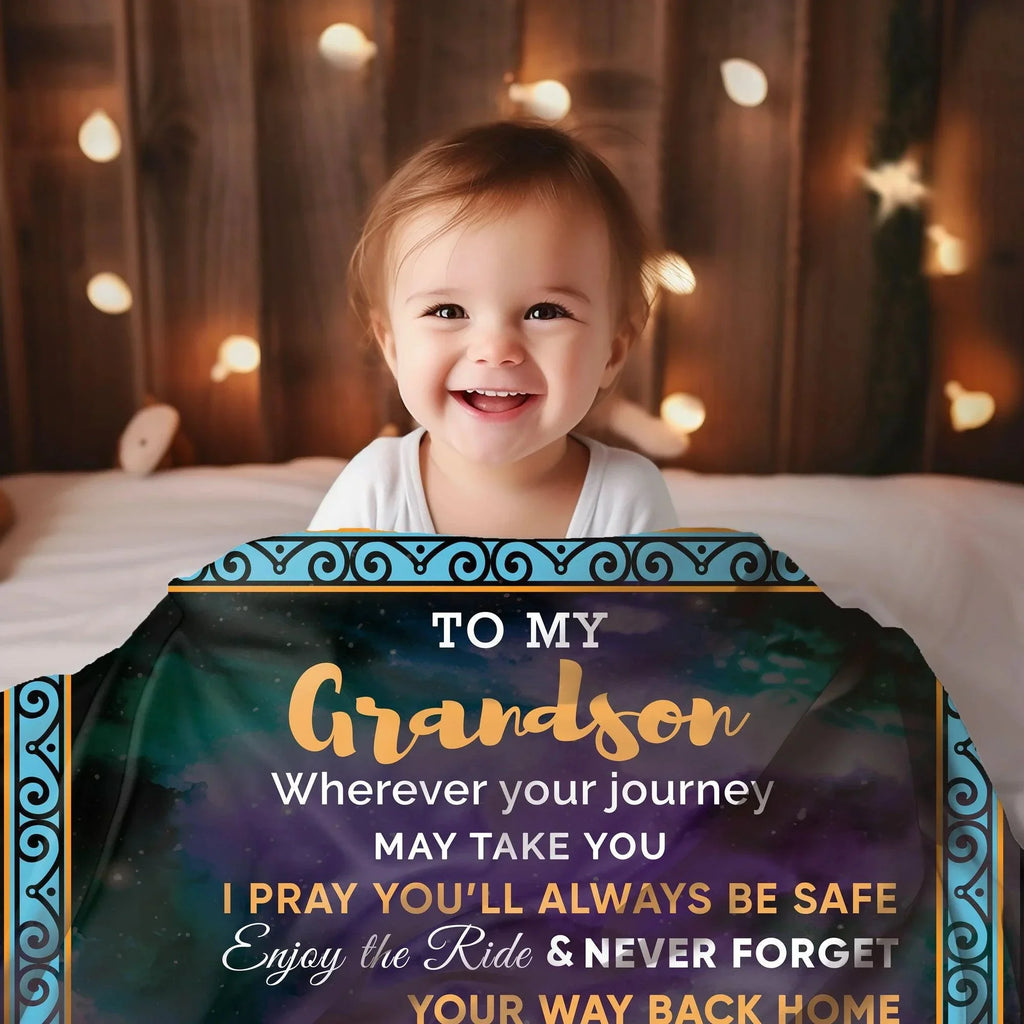 To My Grandson I Promise to Love You Custom Jersey Fleece Blanket