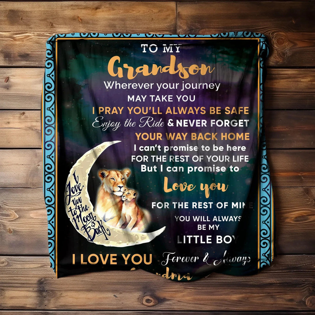 To My Grandson I Promise to Love You Custom Jersey Fleece Blanket