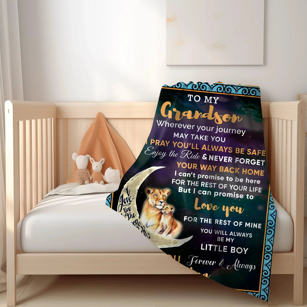 To My Grandson I Promise to Love You Custom Jersey Fleece Blanket