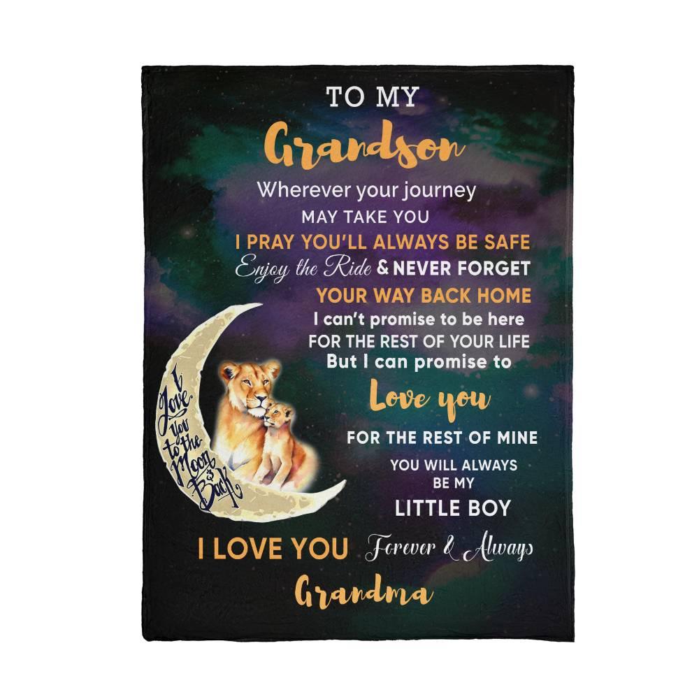 To My Grandson I Promise to Love You Custom Mink Touch Fleece Blanket - Mallard Moon Gift Shop