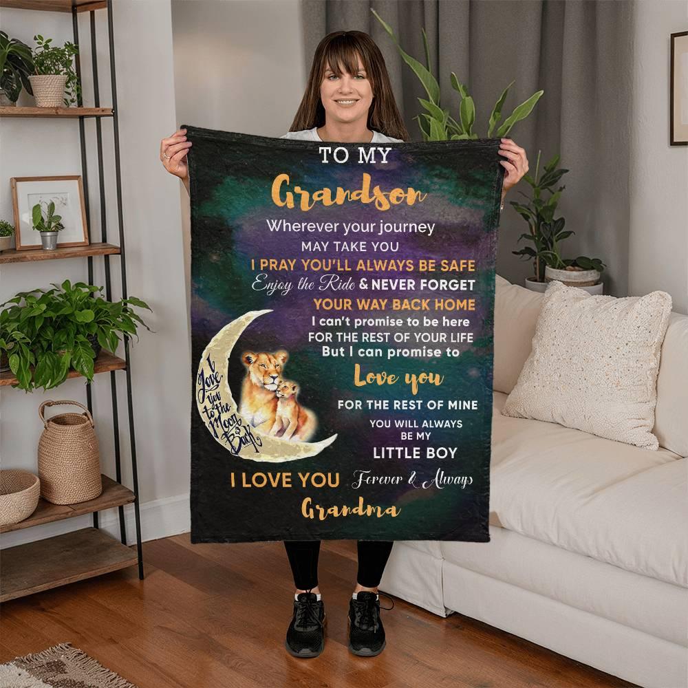 To My Grandson I Promise to Love You Custom Mink Touch Fleece Blanket - Mallard Moon Gift Shop