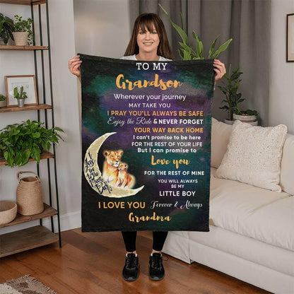 To My Grandson I Promise to Love You Custom Mink Touch Fleece Blanket - Mallard Moon Gift Shop