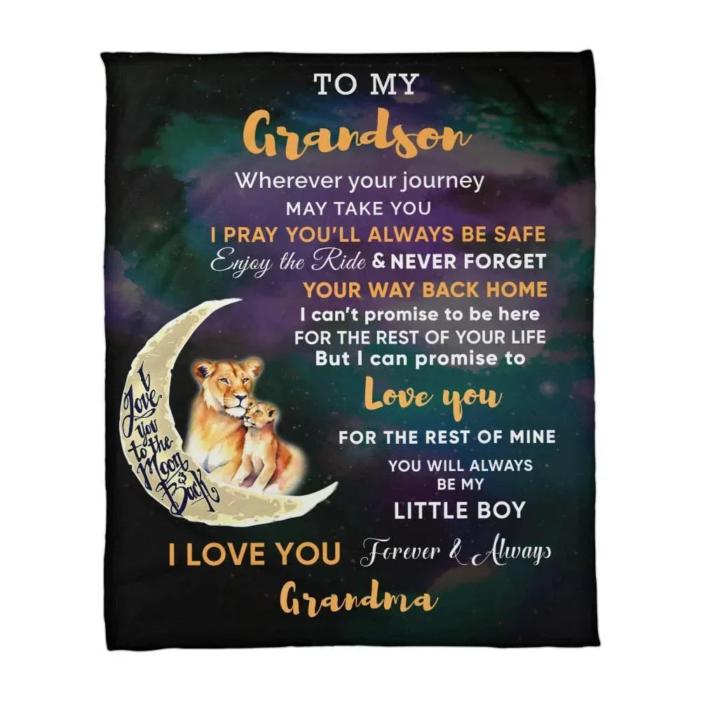 To My Grandson I Promise to Love You Custom Plush Coral Fleece Blanket