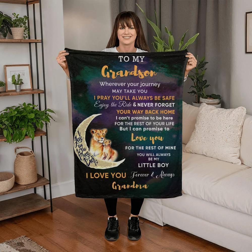 To My Grandson I Promise to Love You Custom Plush Coral Fleece Blanket