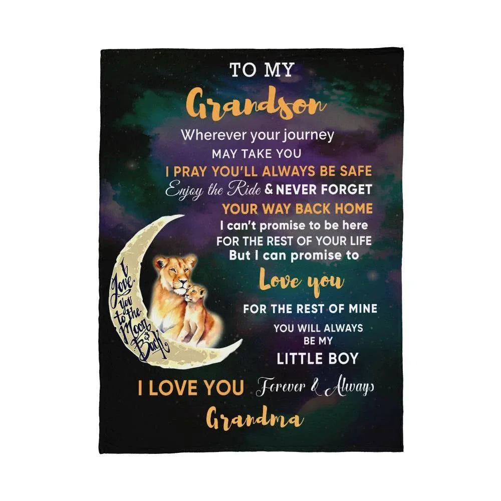 To My Grandson I Promise to Love You Custom Plush Coral Fleece Blanket