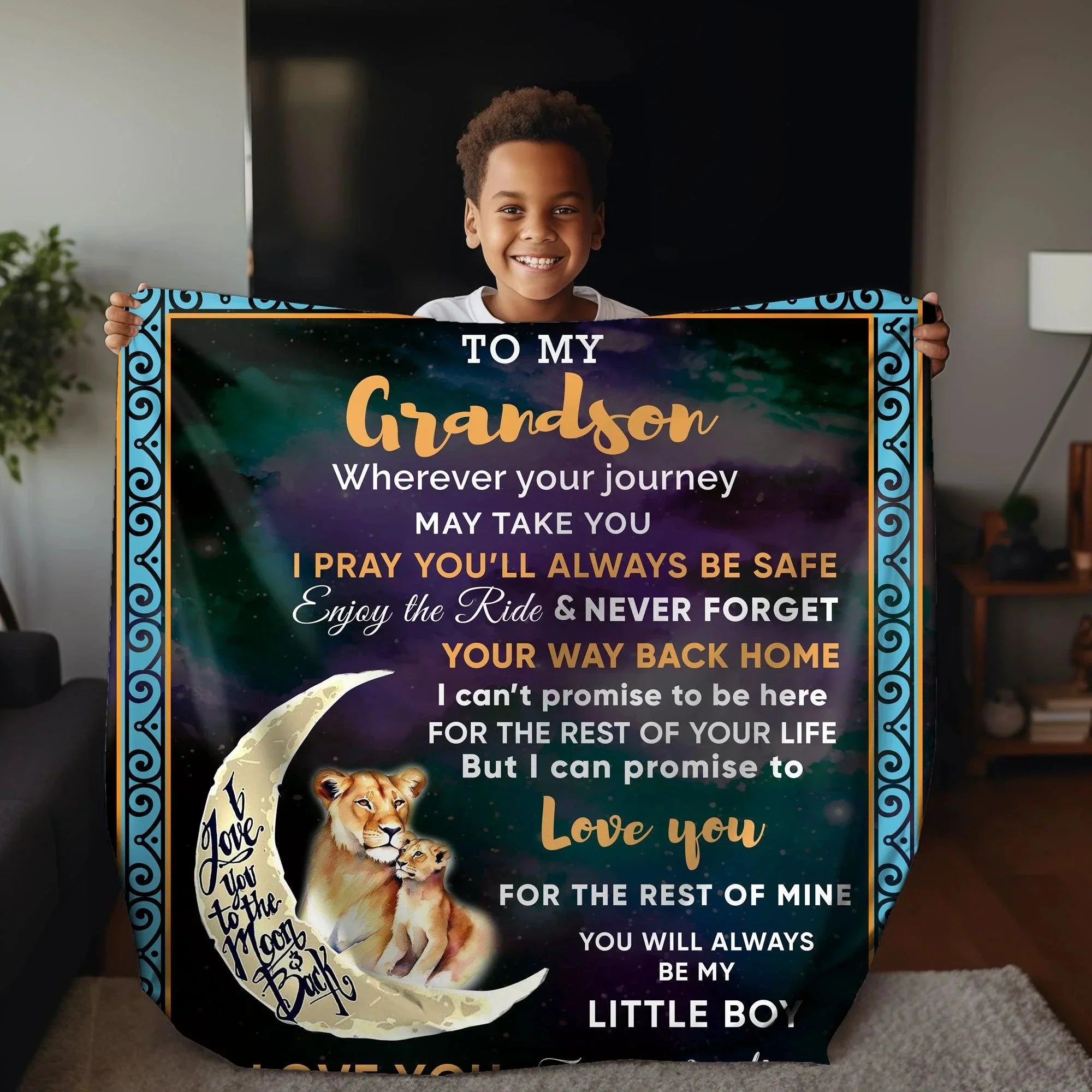 To My Grandson I Promise to Love You Custom Plush Coral Fleece Blanket