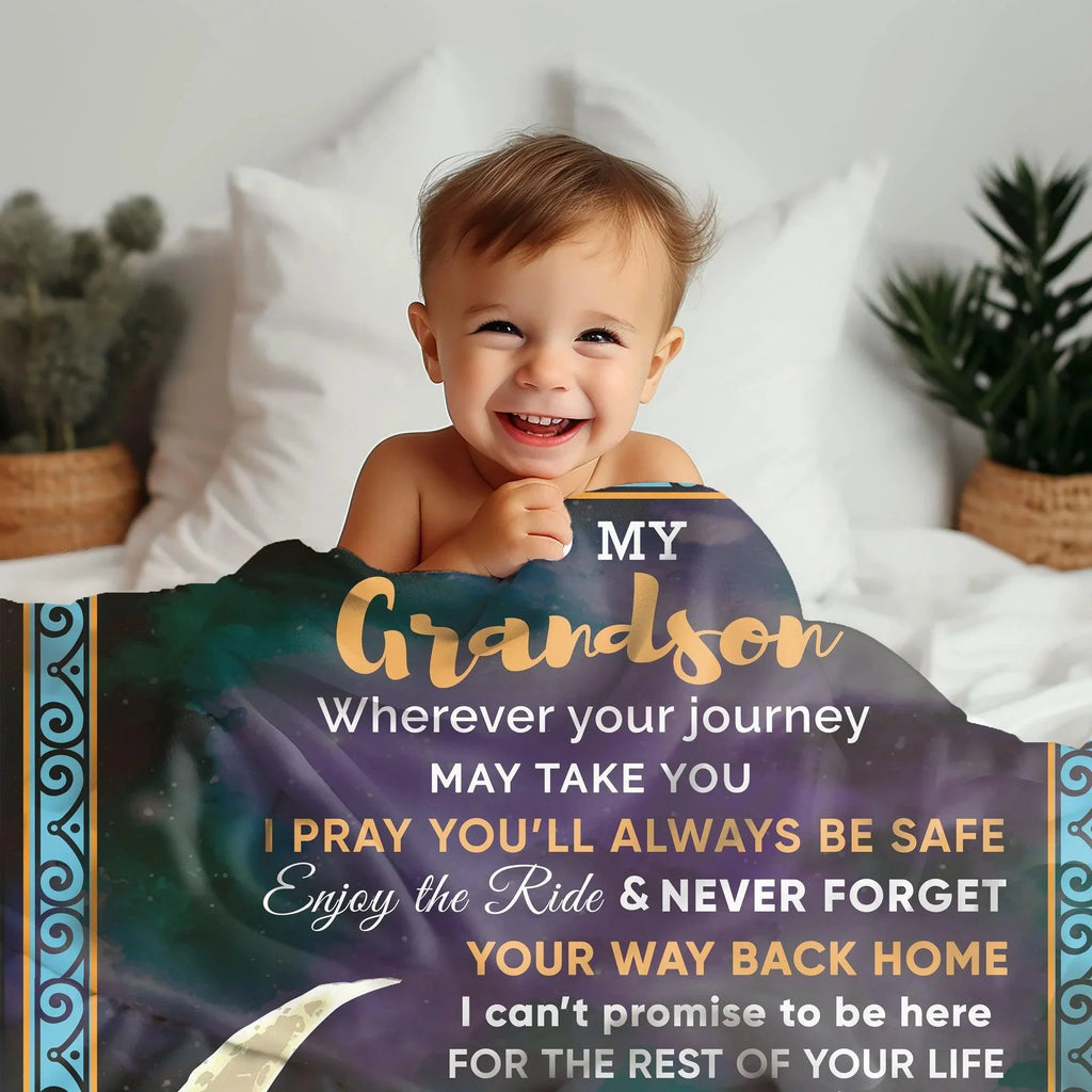 To My Grandson I Promise to Love You Custom Sherpa Fleece Blanket