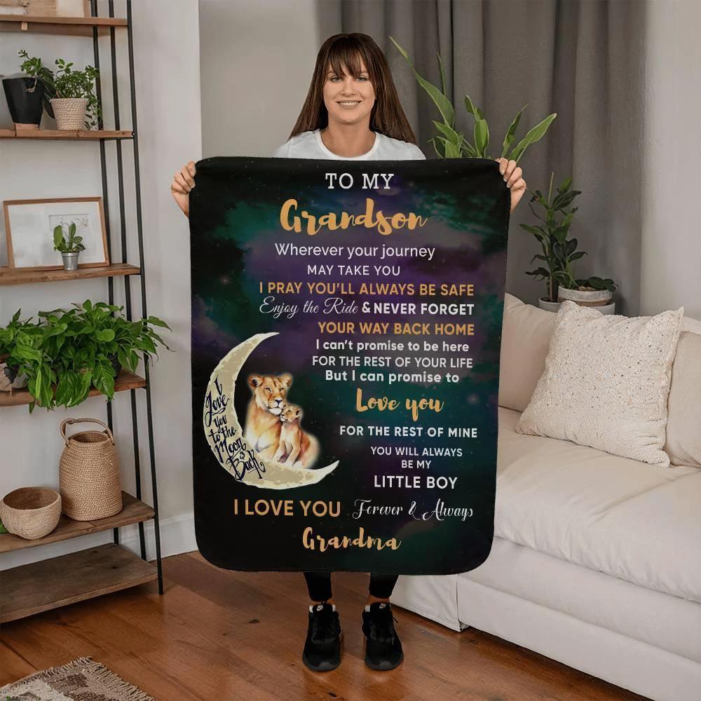To My Grandson I Promise to Love You Custom Sherpa Fleece Blanket