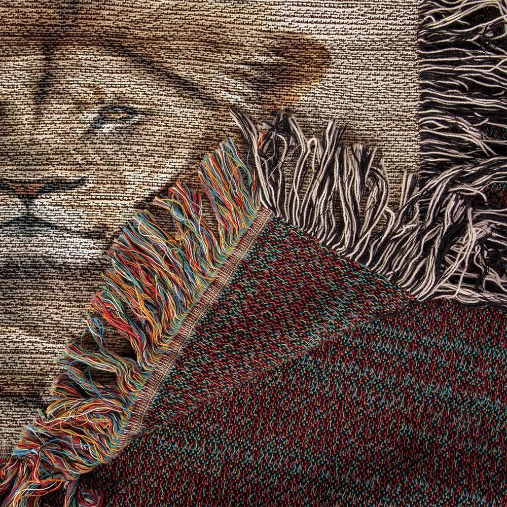 To My Grandson This Old Lion Will Always Have Your Back Personalized Heirloom Woven Blanket