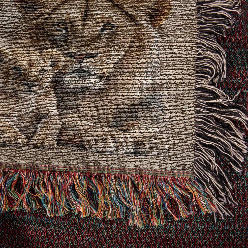 To My Grandson This Old Lion Will Always Have Your Back Personalized Heirloom Woven Blanket