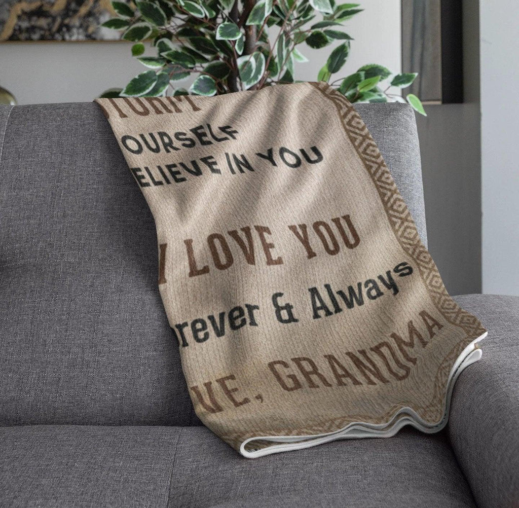 To My Grandson, Whisper Back, I am the Storm Heirloom Keepsake Woven Blanket
