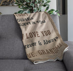 To My Grandson, Whisper Back, I am the Storm Heirloom Keepsake Woven Blanket
