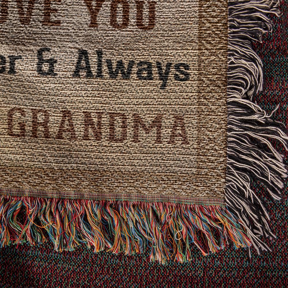 To My Grandson, Whisper Back, I am the Storm Heirloom Keepsake Woven Blanket - Mallard Moon Gift Shop