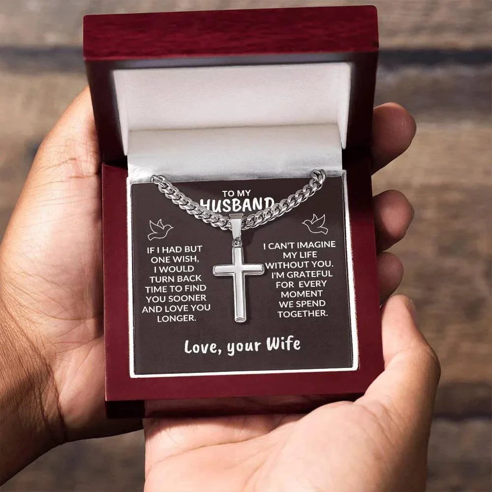 To My Husband I Can't Imagine My Life Without You Personalized Cross Necklace