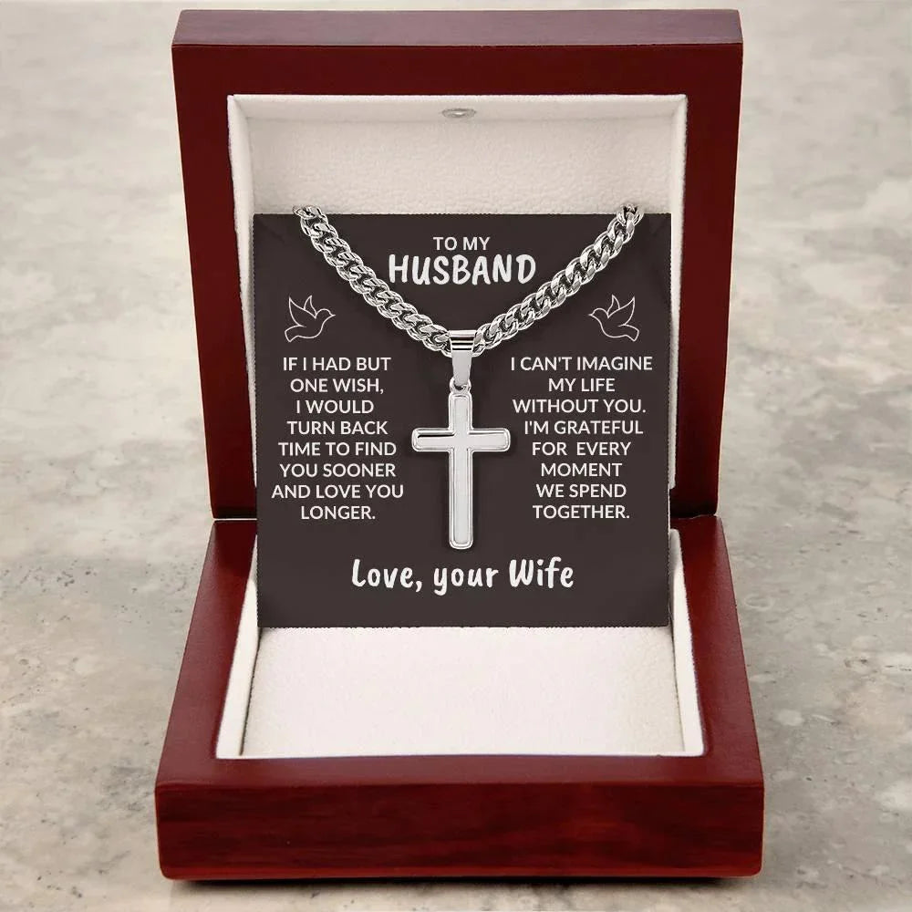 To My Husband I Can't Imagine My Life Without You Personalized Cross Necklace