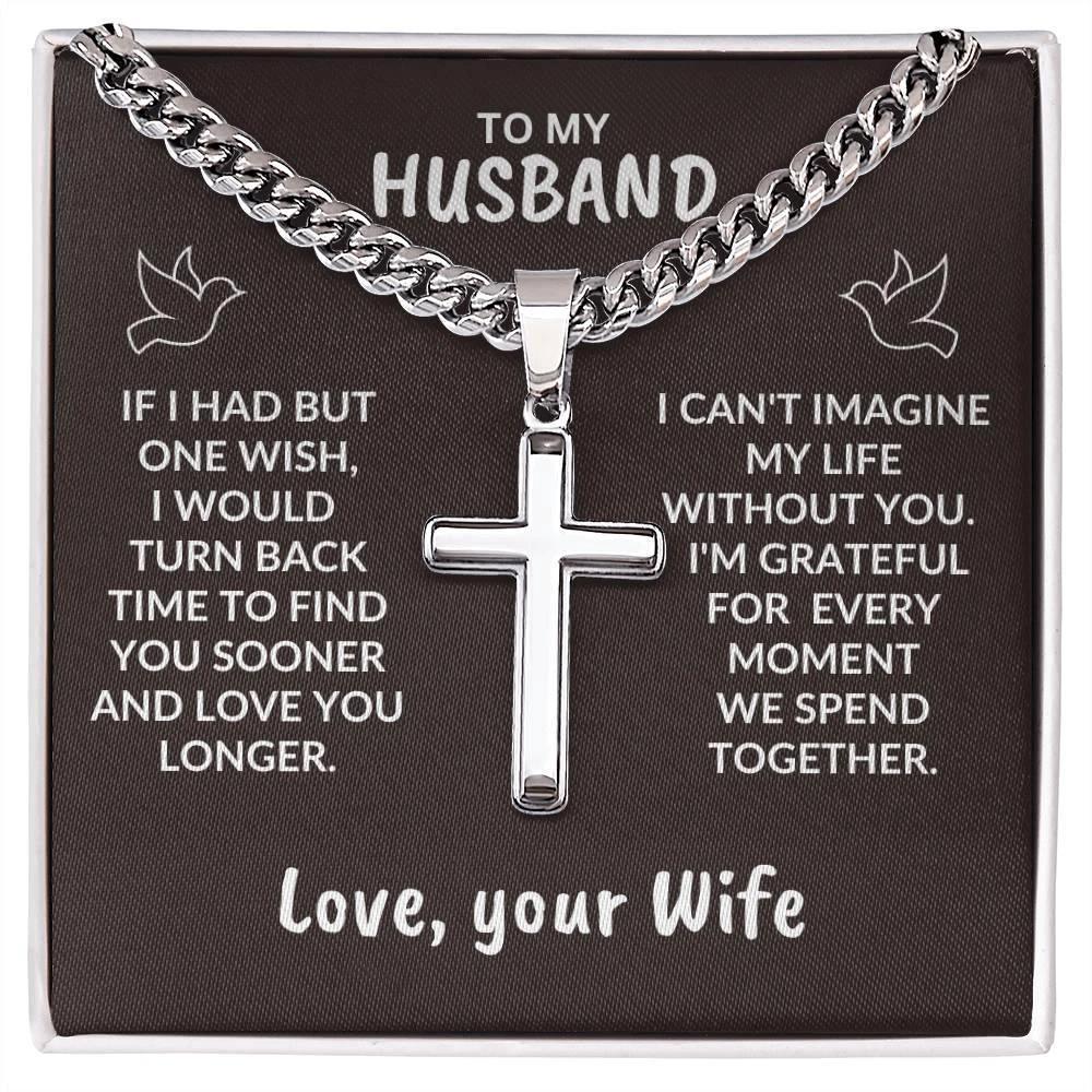 To My Husband I Can't Imagine My Life Without You Personalized Cross Necklace