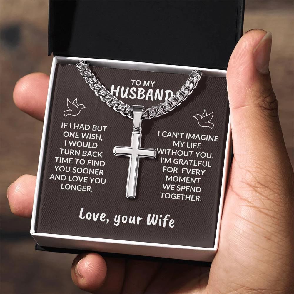 To My Husband I Can't Imagine My Life Without You Personalized Cross Necklace