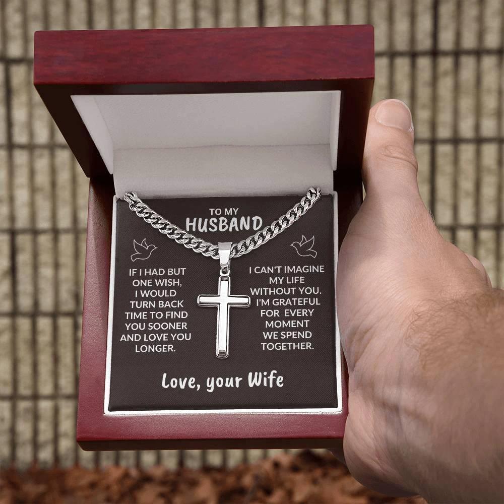 To My Husband I Can't Imagine My Life Without You Personalized Cross Necklace