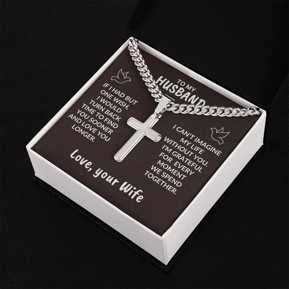 To My Husband I Can't Imagine My Life Without You Personalized Cross Necklace