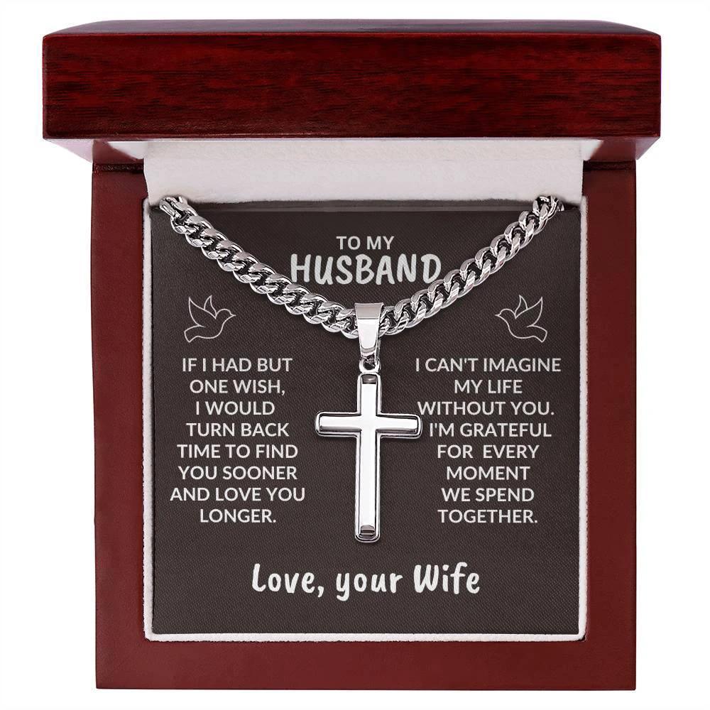 To My Husband I Can't Imagine My Life Without You Personalized Cross Necklace