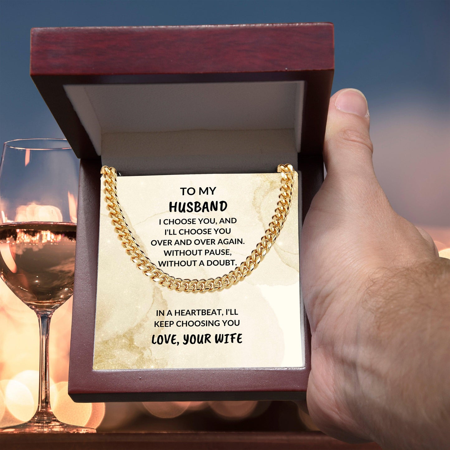 To My Husband - I Choose You - Cuban Chain Necklace - Birthday Anniversary Special Occasion - Mallard Moon Gift Shop