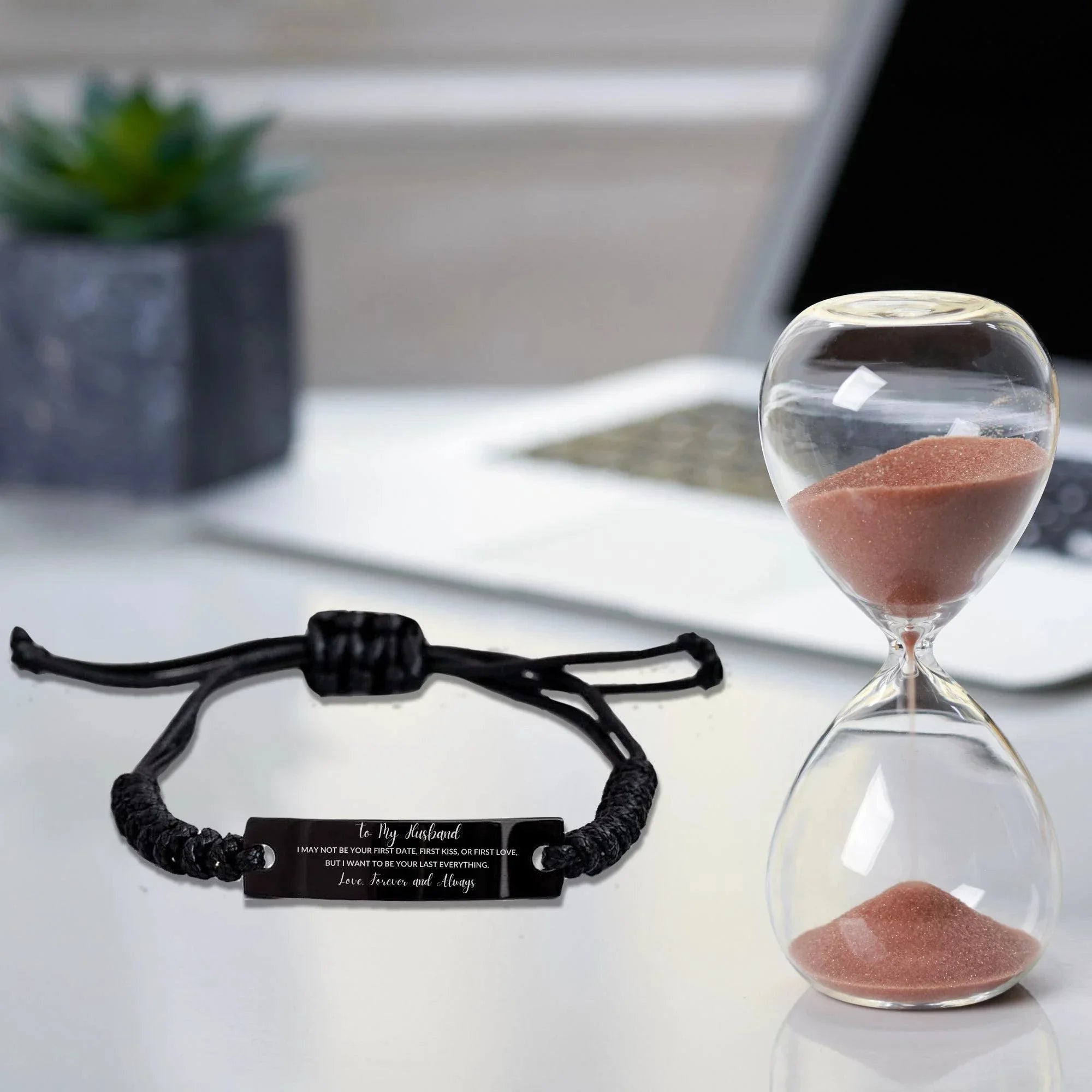 To My Husband I Want to Be Your Last Everything Engraved Black Rope Bracelet Romantic Valentine Gift