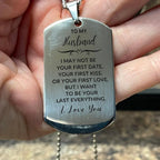 To My Husband I Want to Be Your Last Everything Engraved Silver Dog Tag Necklace Romantic Valentine Gift