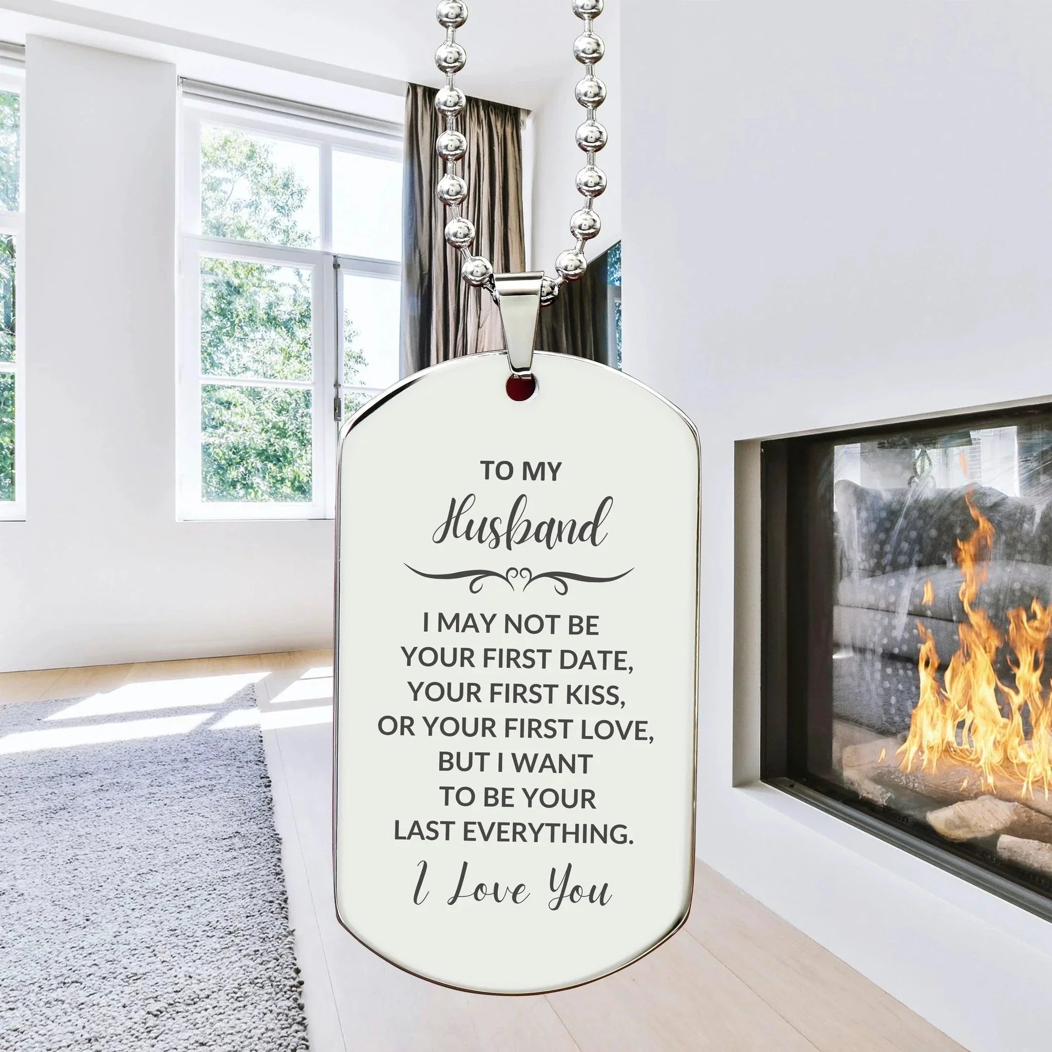 To My Husband I Want to Be Your Last Everything Engraved Silver Dog Tag Necklace Romantic Valentine Gift
