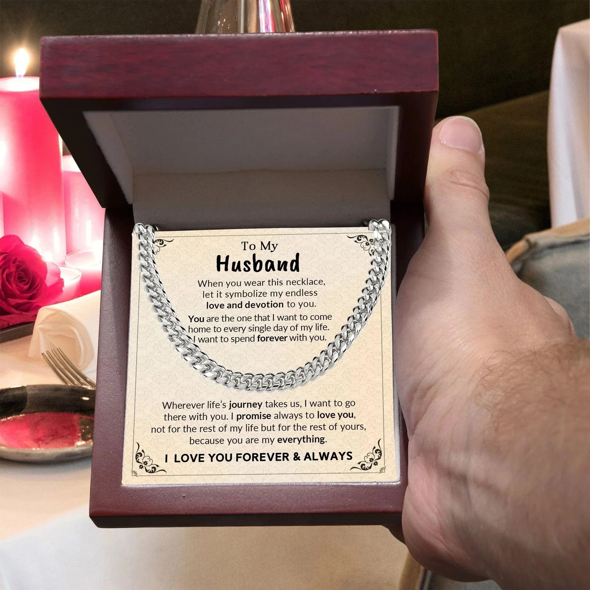 To My Husband My Endless Love and Devotion Chain Necklace with Message Card