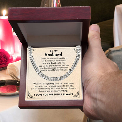 To My Husband My Endless Love and Devotion Chain Necklace with Message Card - Mallard Moon Gift Shop