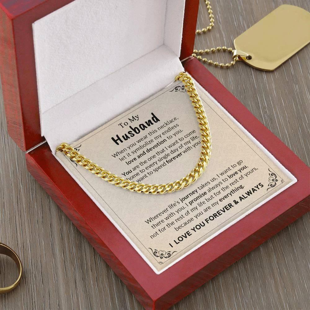 To My Husband My Endless Love and Devotion Chain Necklace with Message Card