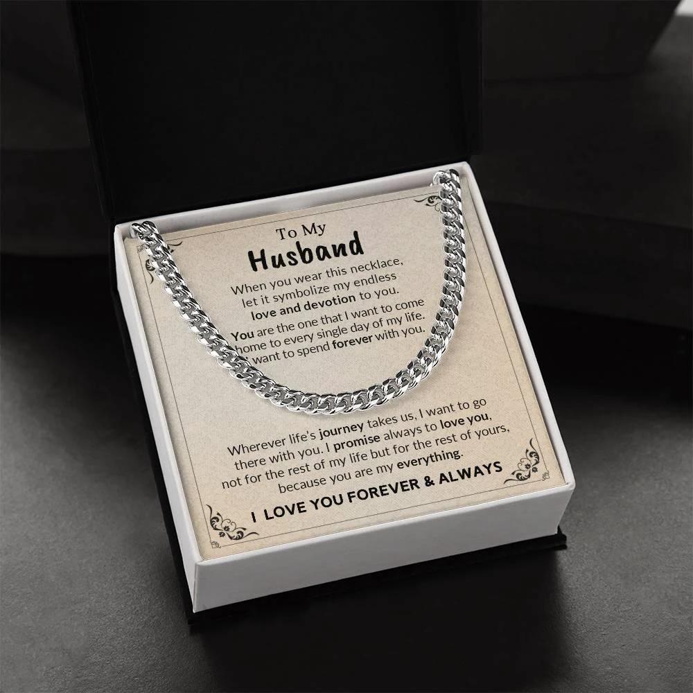 To My Husband My Endless Love and Devotion Chain Necklace with Message Card