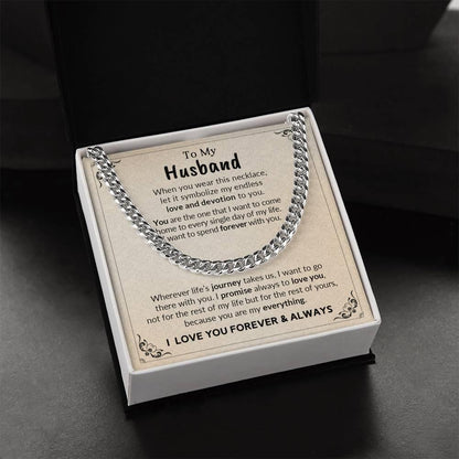 To My Husband My Endless Love and Devotion Chain Necklace with Message Card - Mallard Moon Gift Shop