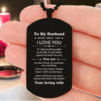 To My Husband You Are My Best Friend, My Soulmate, My Everything Engraved Black Dog Tag Necklace Anniversary Birthday Valentine Gift