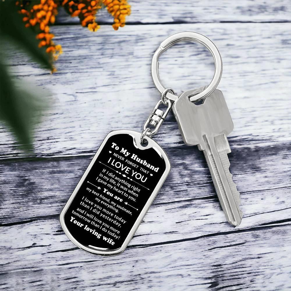 To My Husband You Are My Best Friend, My Soulmate, My Everything Engraved Keychain Anniversary Birthday Valentine Gift