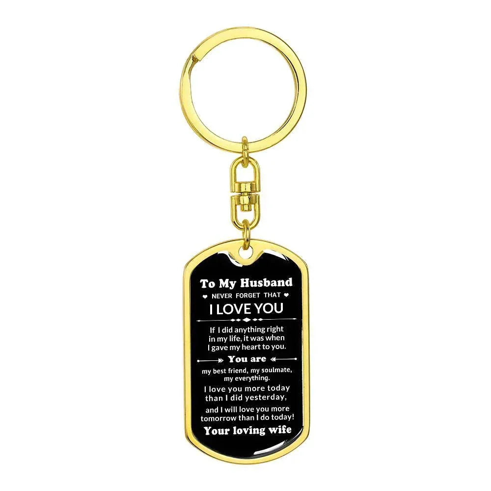 To My Husband You Are My Best Friend, My Soulmate, My Everything Engraved Keychain Anniversary Birthday Valentine Gift