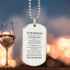 To My Husband You Are My Best Friend, My Soulmate, My Everything Engraved Silver Dog Tag Necklace Anniversary Birthday Valentine Gift