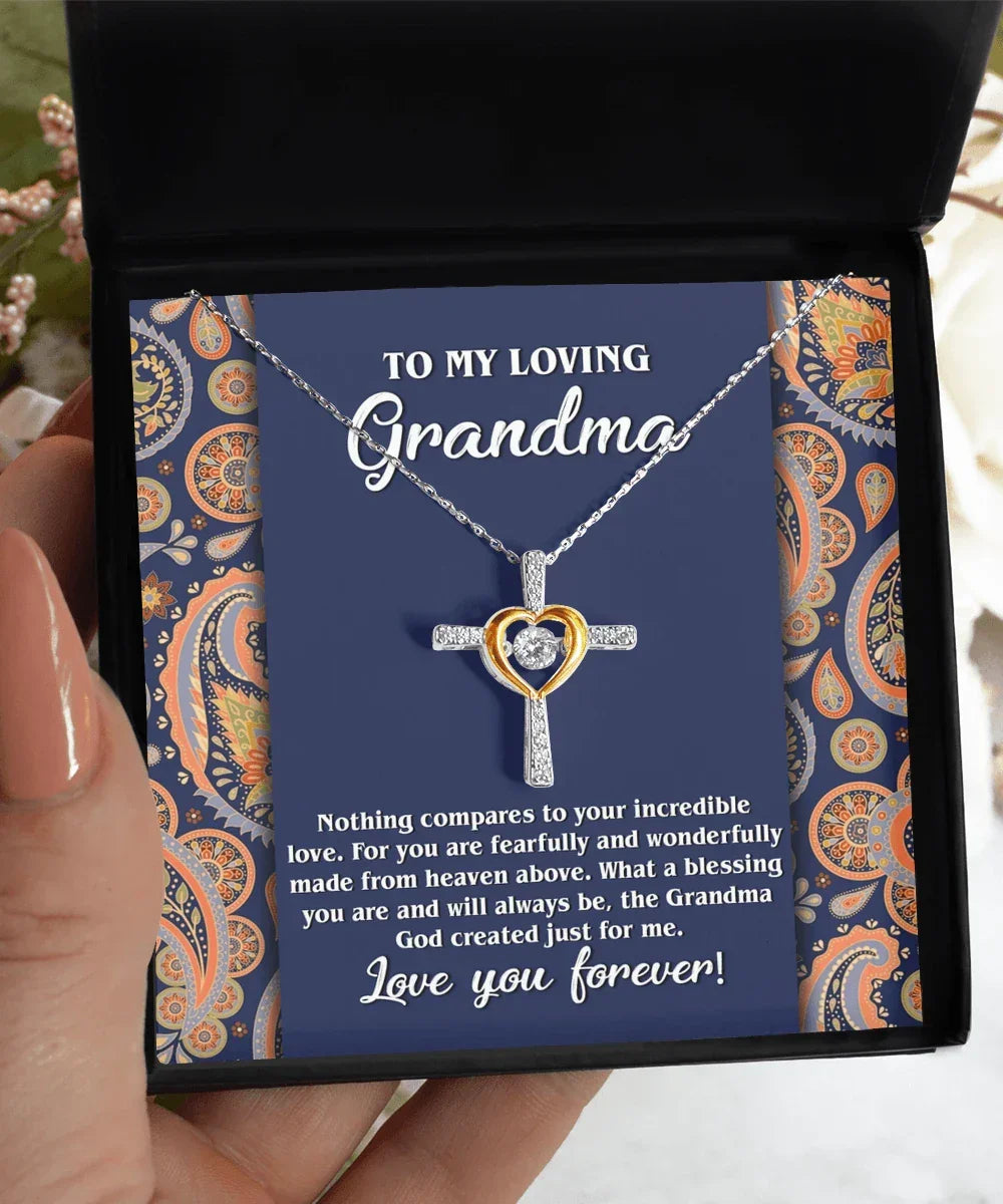 To My Loving Grandma You are a Blessing Cross Pendant Necklace