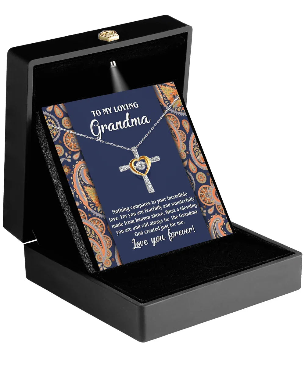 To My Loving Grandma You are a Blessing Cross Pendant Necklace